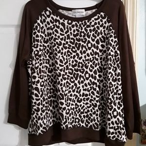 CD Petites leopard and brown long sleeved shirt